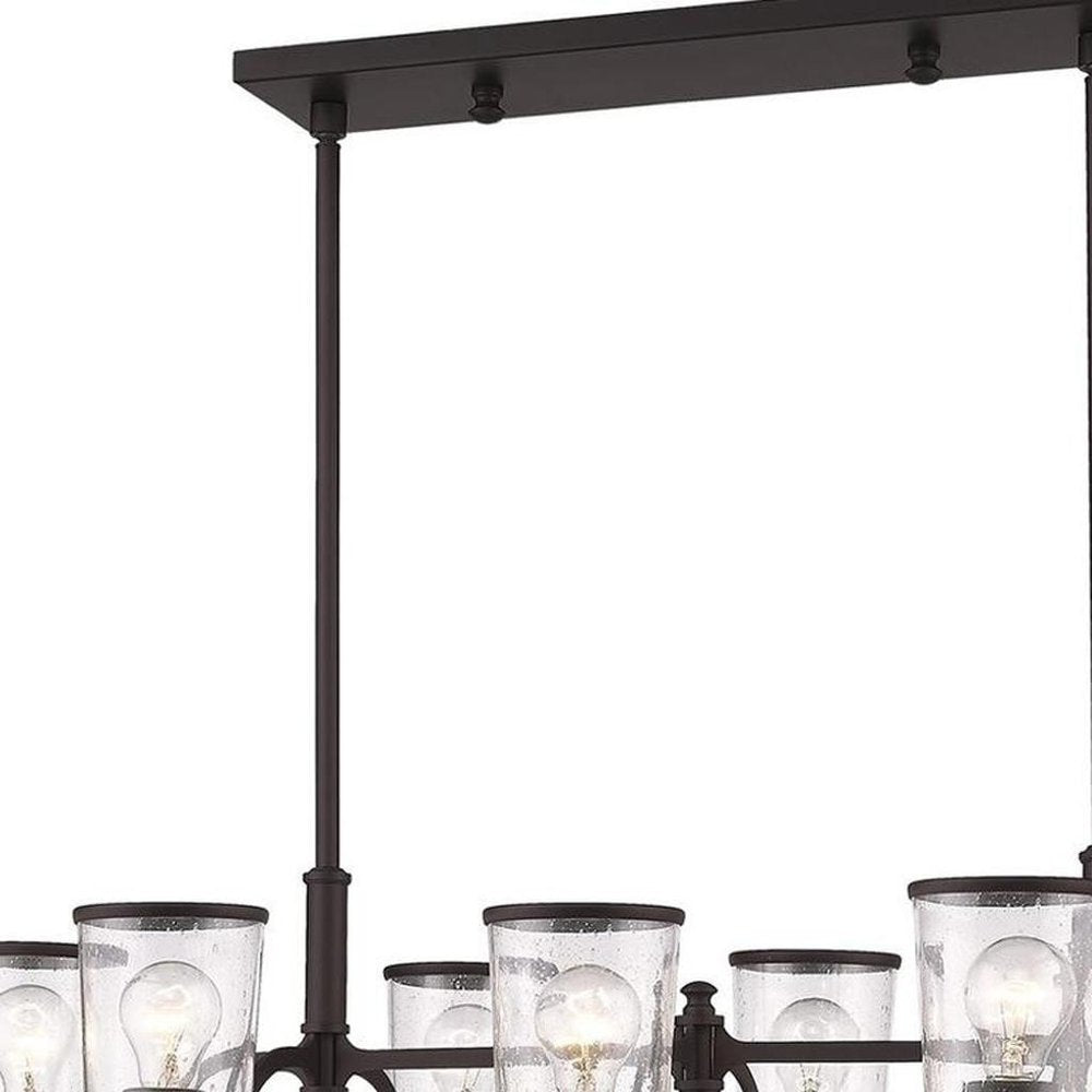 Bronze Eight Light Dimmable Chandelier With Shades