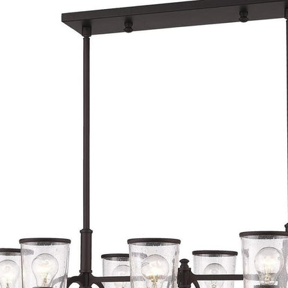 Bronze Eight Light Dimmable Chandelier With Shades