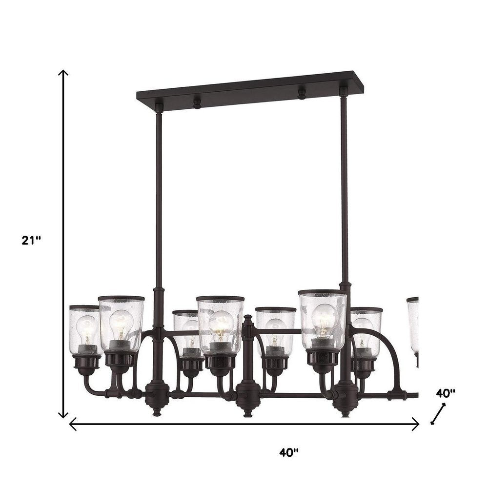 Bronze Eight Light Dimmable Chandelier With Shades