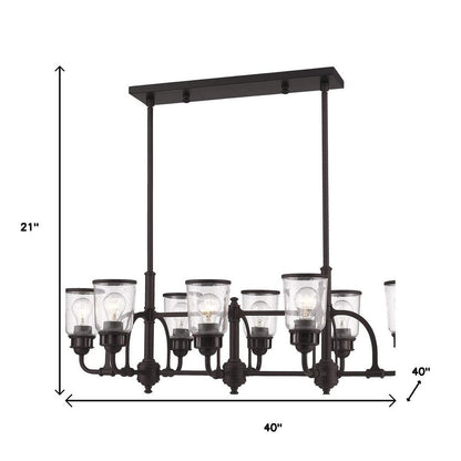 Bronze Eight Light Dimmable Chandelier With Shades