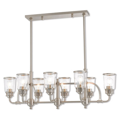 Eight Light Dimmable Chandelier With Shades