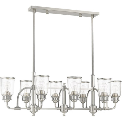 Eight Light Dimmable Chandelier With Shades