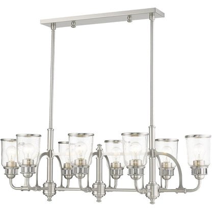 Eight Light Dimmable Chandelier With Shades