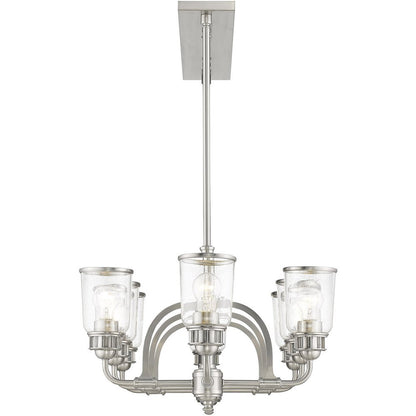 Eight Light Dimmable Chandelier With Shades