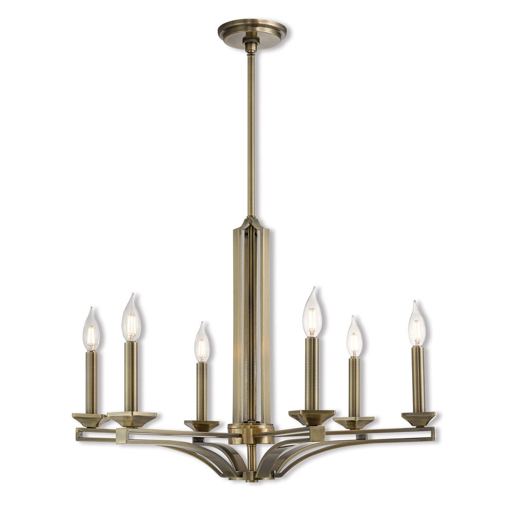 Six Light Dimmable Chandelier With Shades