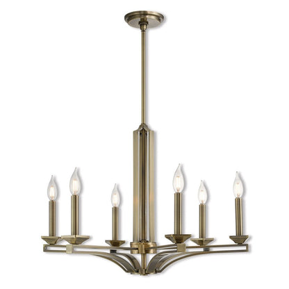 Six Light Dimmable Chandelier With Shades