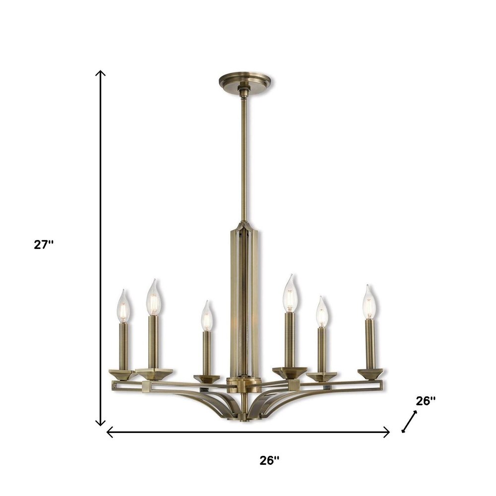 Six Light Dimmable Chandelier With Shades