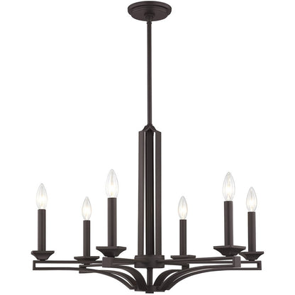 Bronze Six Light Dimmable Chandelier With Shades