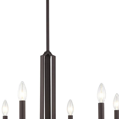 Bronze Six Light Dimmable Chandelier With Shades