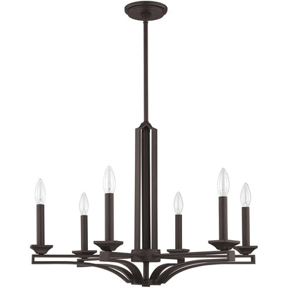 Bronze Six Light Dimmable Chandelier With Shades