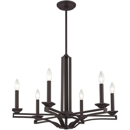 Bronze Six Light Dimmable Chandelier With Shades