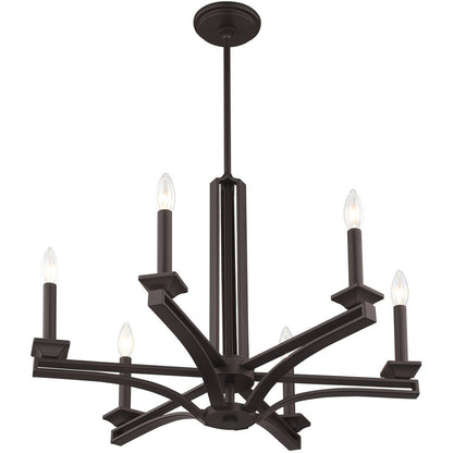Bronze Six Light Dimmable Chandelier With Shades