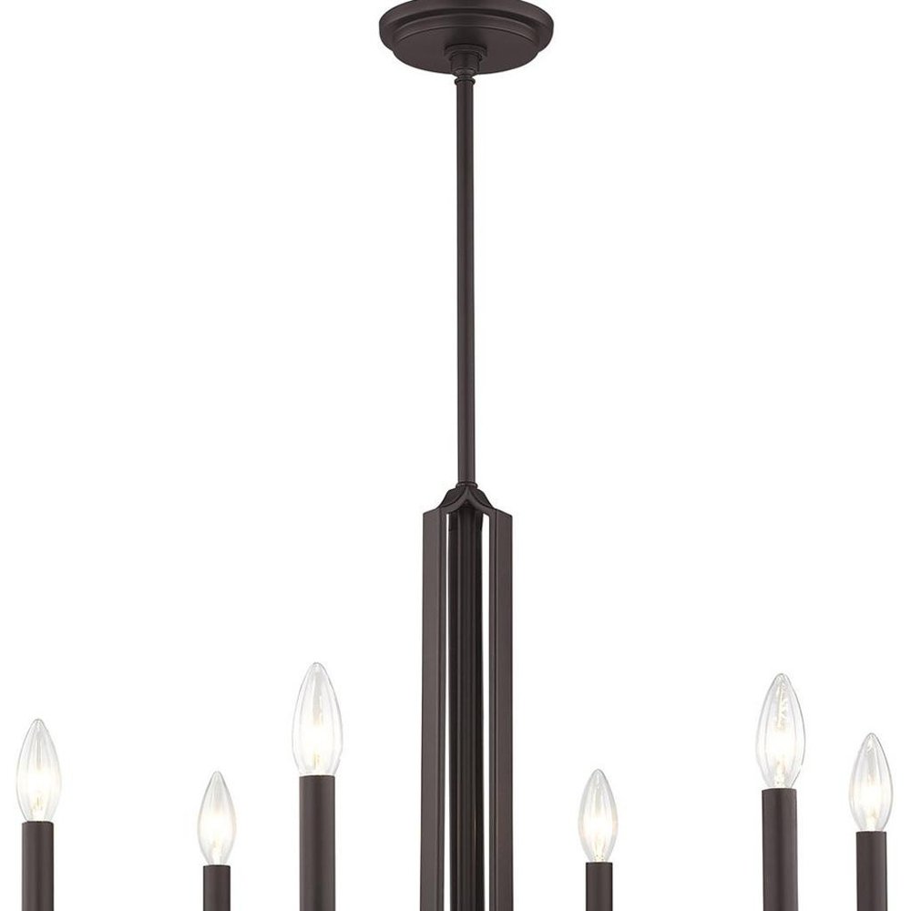 Bronze Six Light Dimmable Chandelier With Shades