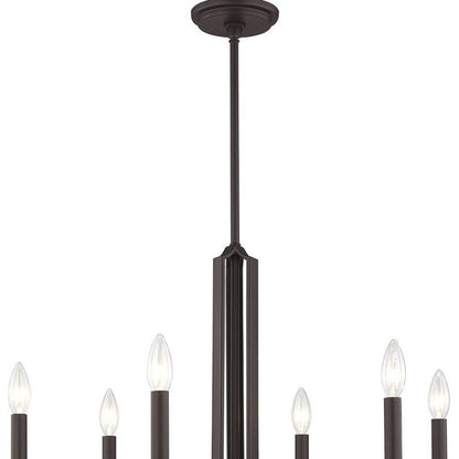 Bronze Six Light Dimmable Chandelier With Shades