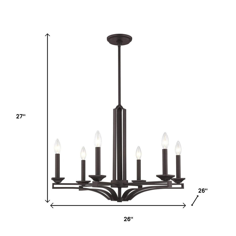 Bronze Six Light Dimmable Chandelier With Shades