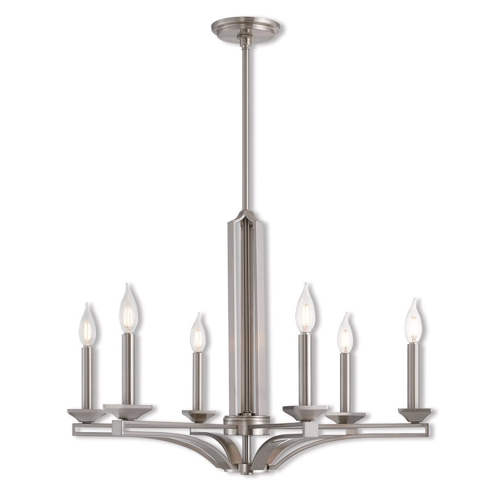 Six Light Dimmable Chandelier With Shades