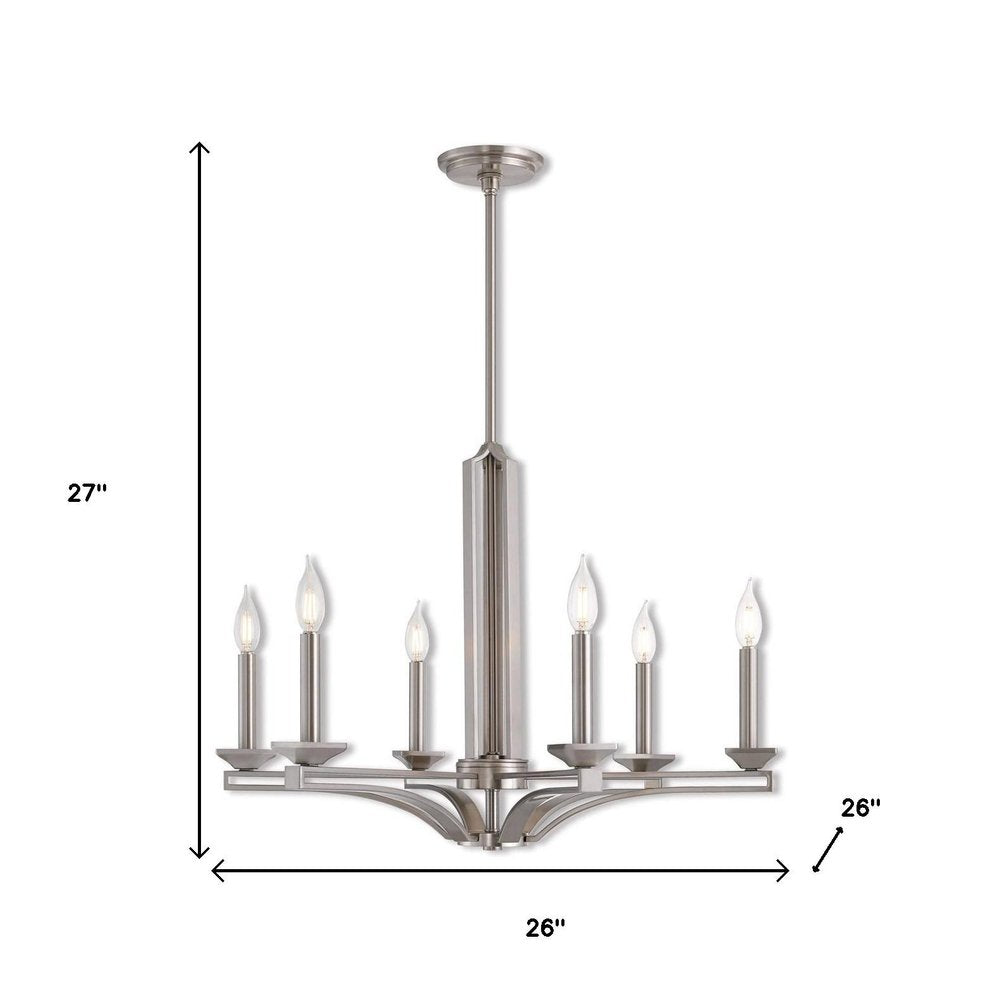 Six Light Dimmable Chandelier With Shades