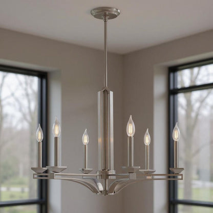 Six Light Dimmable Chandelier With Shades