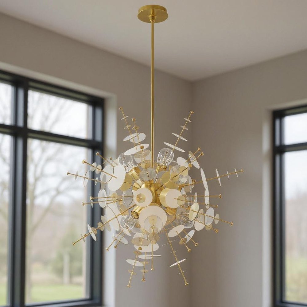 Six Light Dimmable Chandelier With Shades