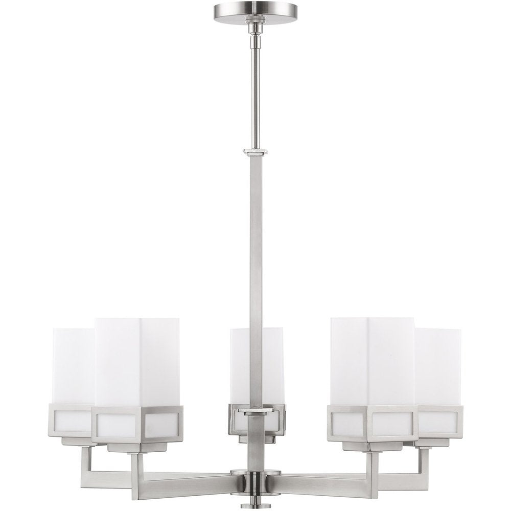 Five Light Dimmable Chandelier With Shades