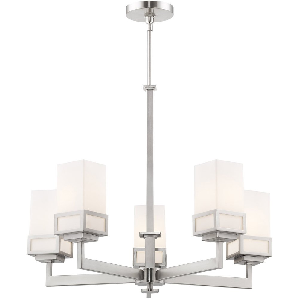 Five Light Dimmable Chandelier With Shades