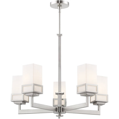 Five Light Dimmable Chandelier With Shades