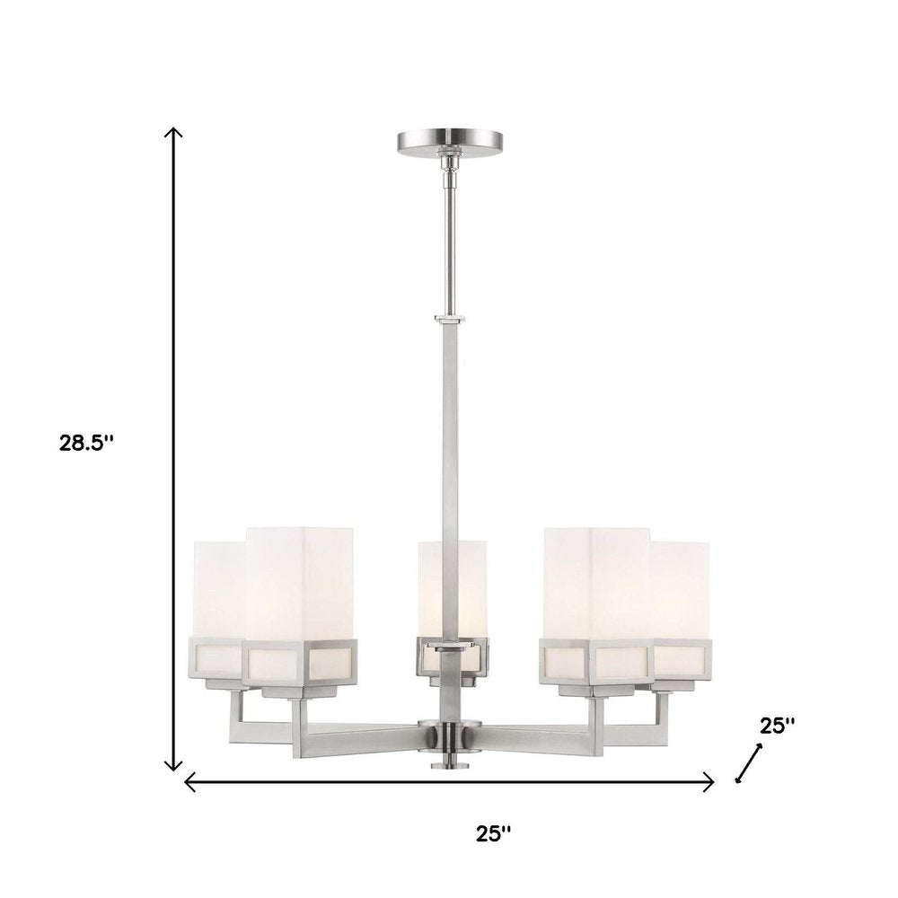 Five Light Dimmable Chandelier With Shades