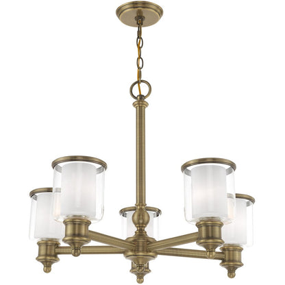 Five Light Dimmable Chandelier With Shades