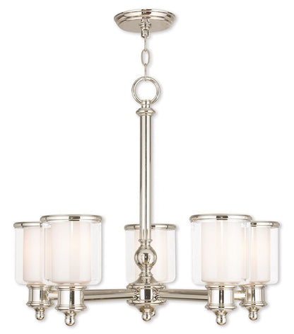Five Light Dimmable Chandelier With Shades