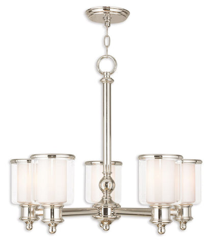 Five Light Dimmable Chandelier With Shades
