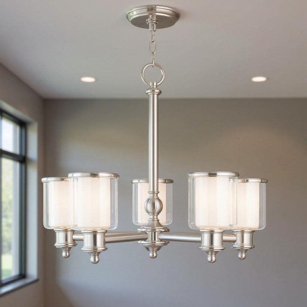 Five Light Dimmable Chandelier With Shades