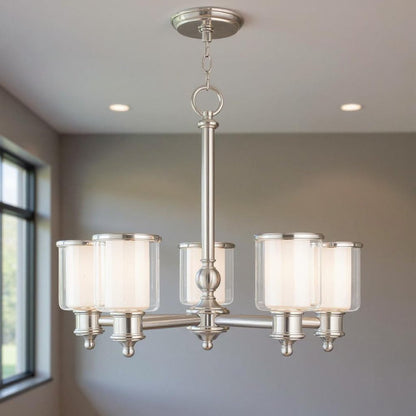 Five Light Dimmable Chandelier With Shades