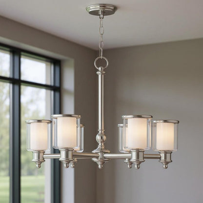 Six Light Dimmable Chandelier With Shades