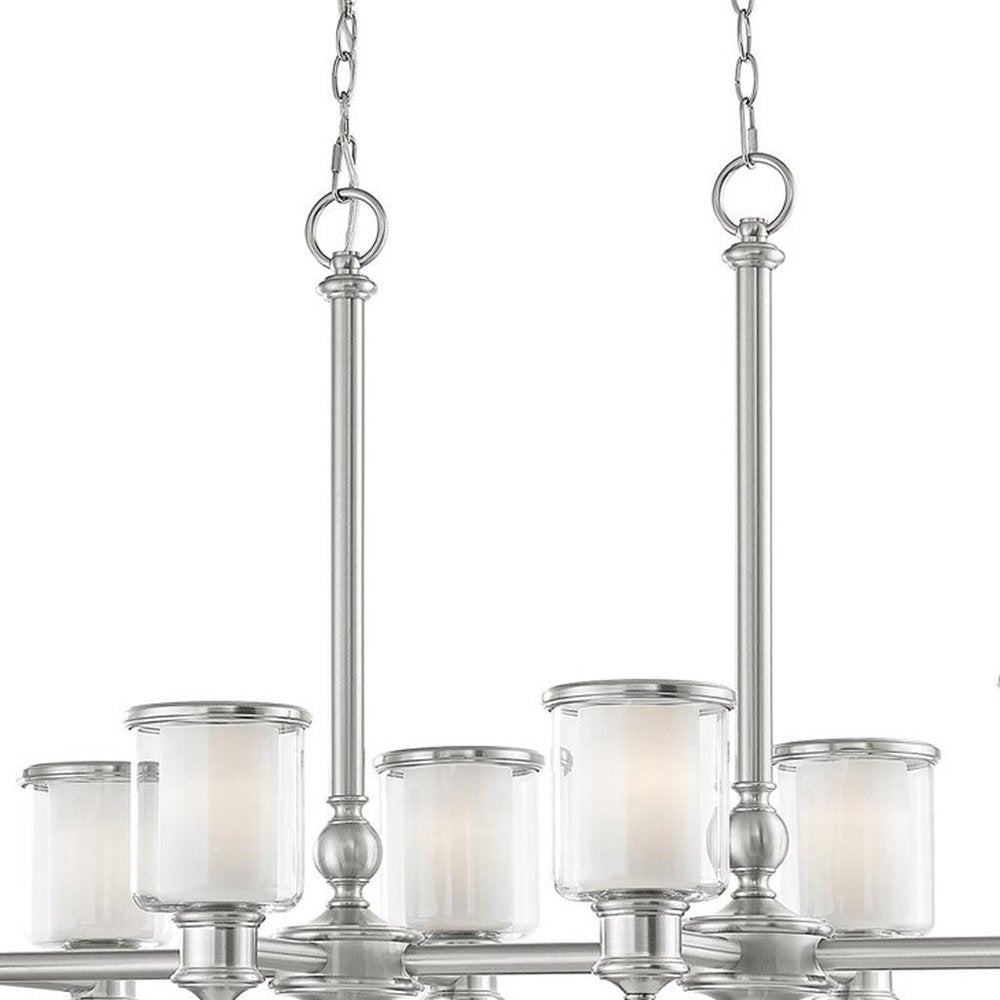 Eight Light Dimmable Chandelier With Shades