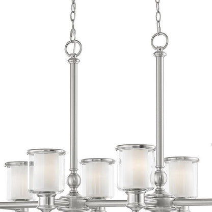 Eight Light Dimmable Chandelier With Shades
