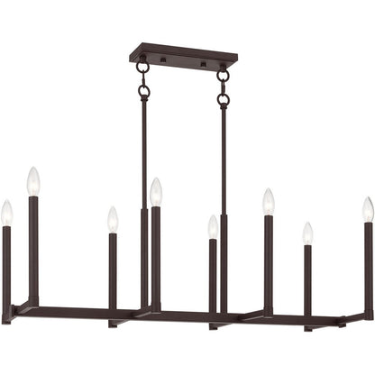 Bronze Eight Light Dimmable Chandelier With Shades