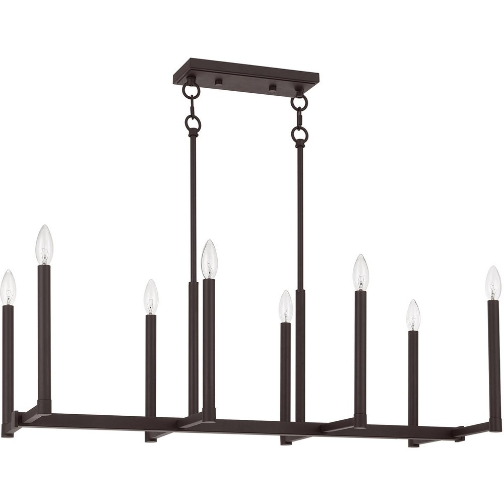Bronze Eight Light Dimmable Chandelier With Shades