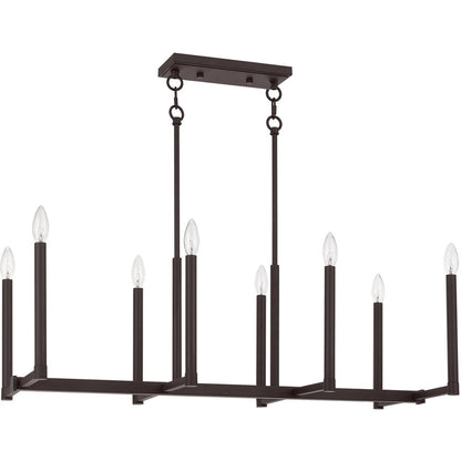 Bronze Eight Light Dimmable Chandelier With Shades