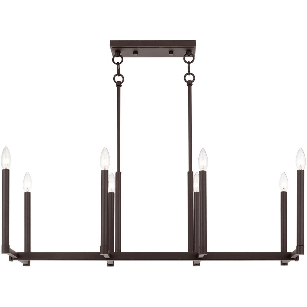 Bronze Eight Light Dimmable Chandelier With Shades