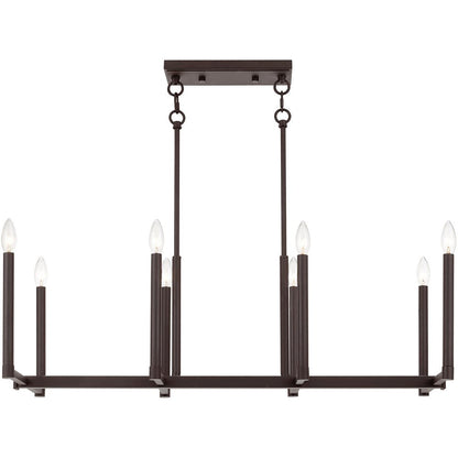 Bronze Eight Light Dimmable Chandelier With Shades