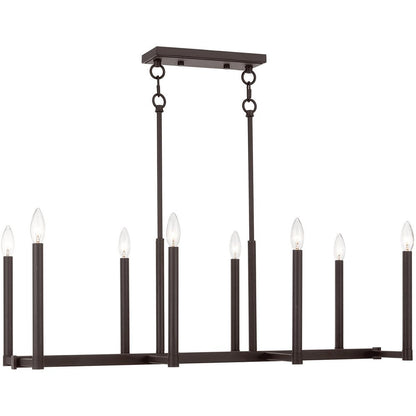 Bronze Eight Light Dimmable Chandelier With Shades