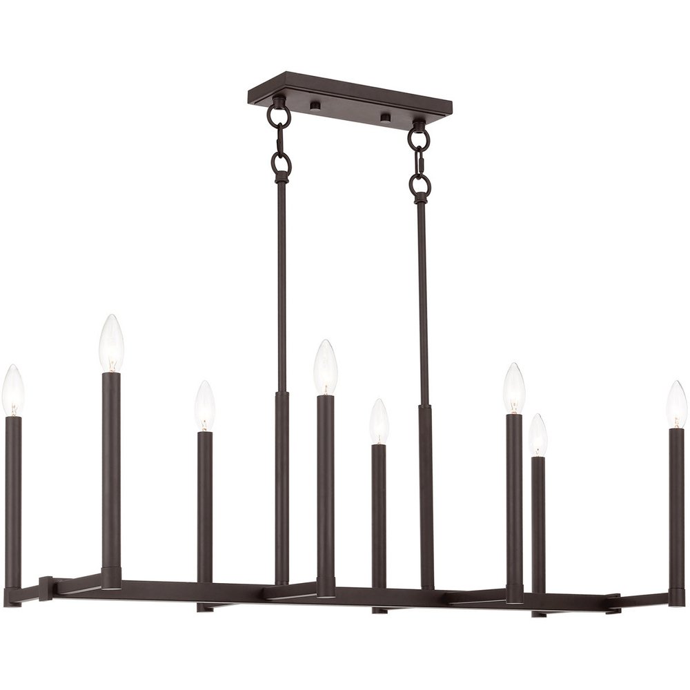 Bronze Eight Light Dimmable Chandelier With Shades