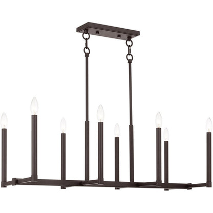 Bronze Eight Light Dimmable Chandelier With Shades