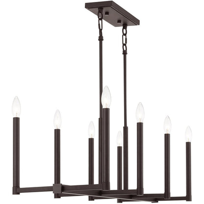 Bronze Eight Light Dimmable Chandelier With Shades