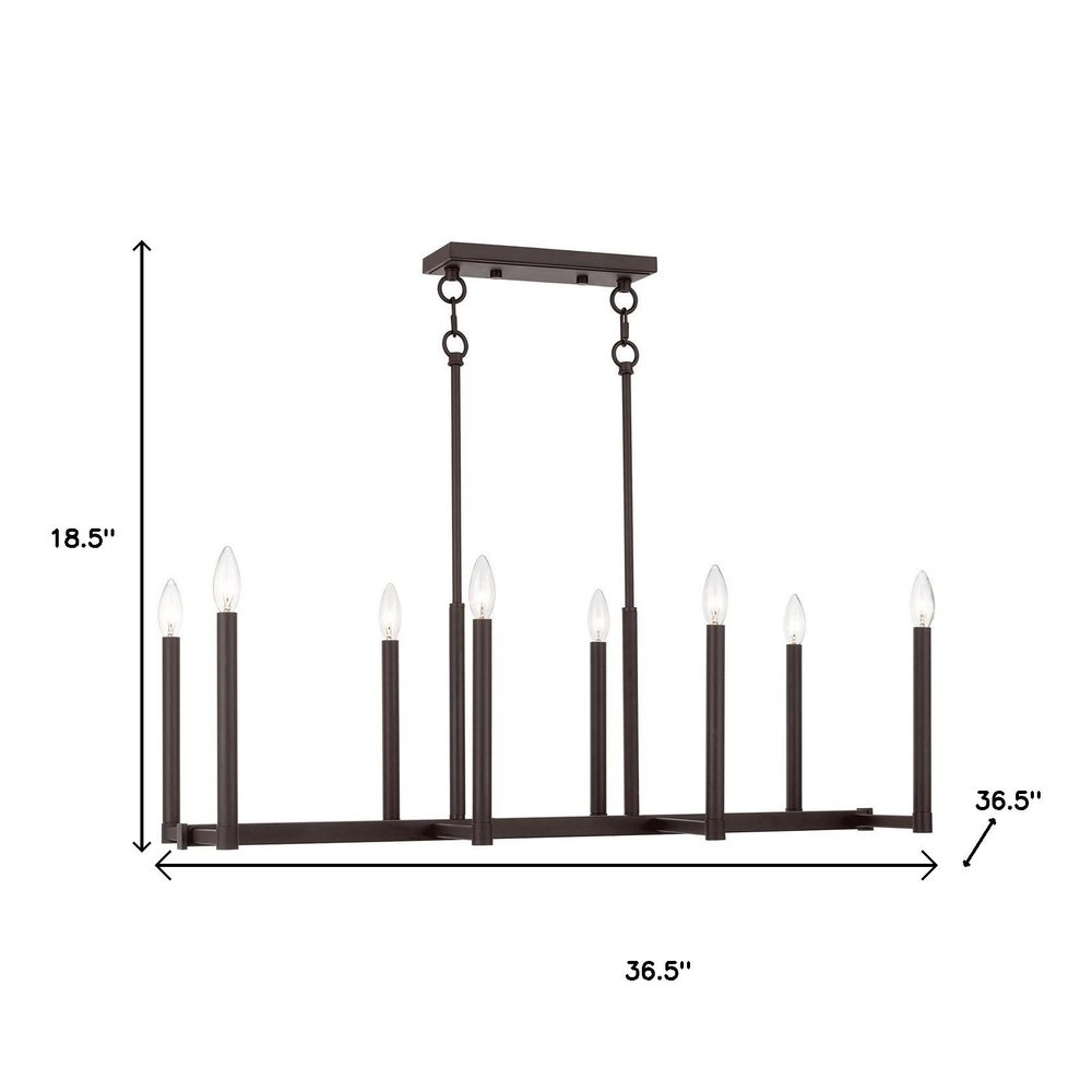 Bronze Eight Light Dimmable Chandelier With Shades