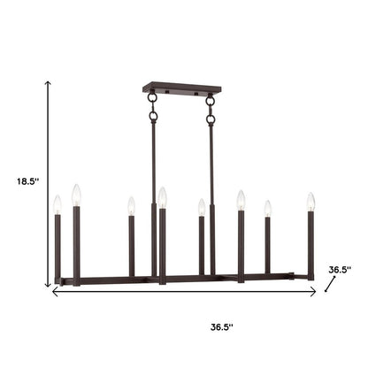 Bronze Eight Light Dimmable Chandelier With Shades