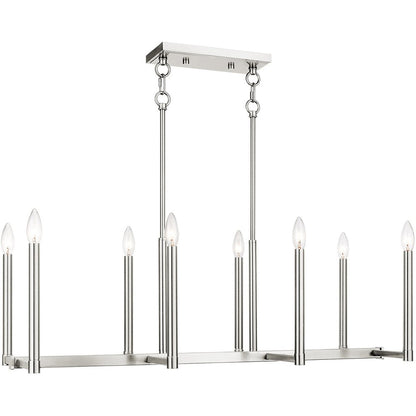 Eight Light Dimmable Chandelier With Shades