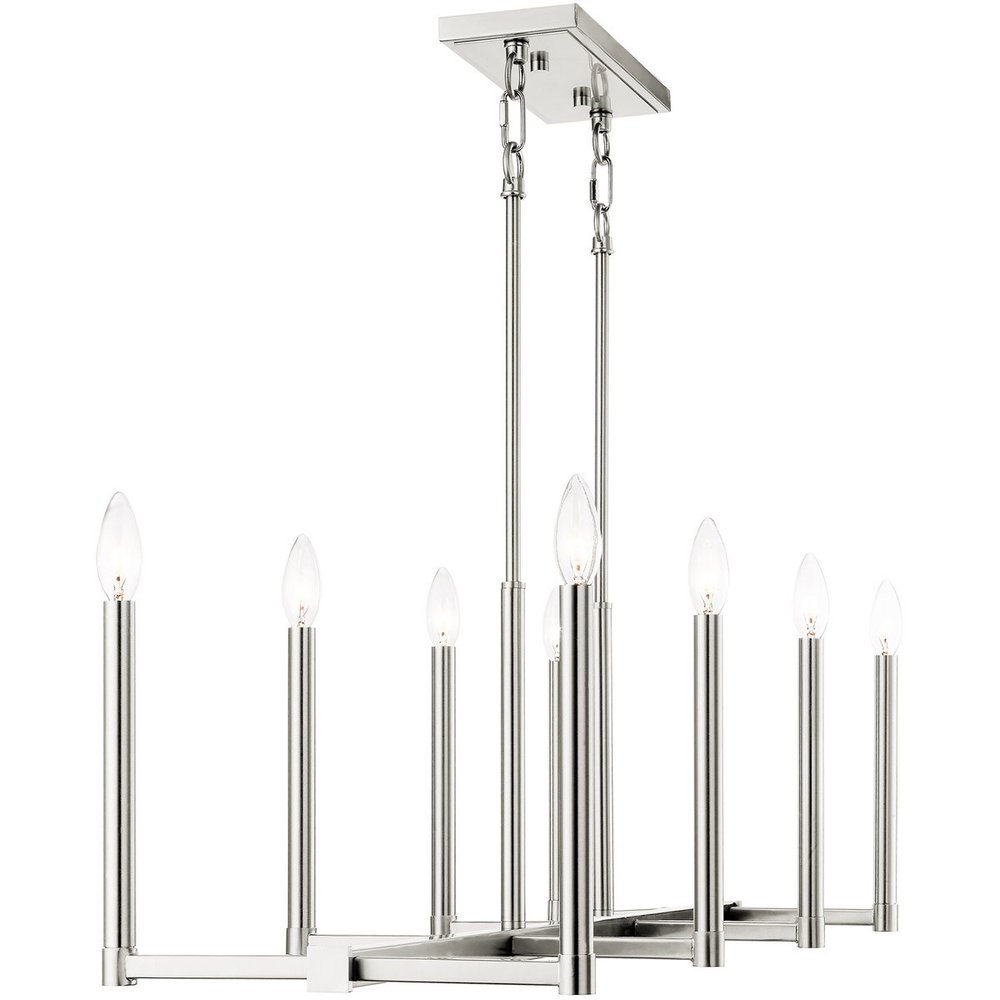 Eight Light Dimmable Chandelier With Shades