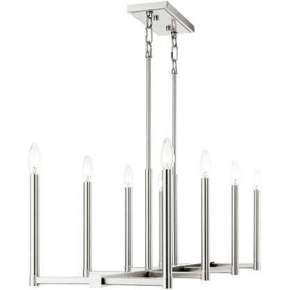 Eight Light Dimmable Chandelier With Shades