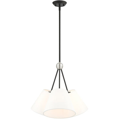 Black Three Light Dimmable Chandelier With Shades